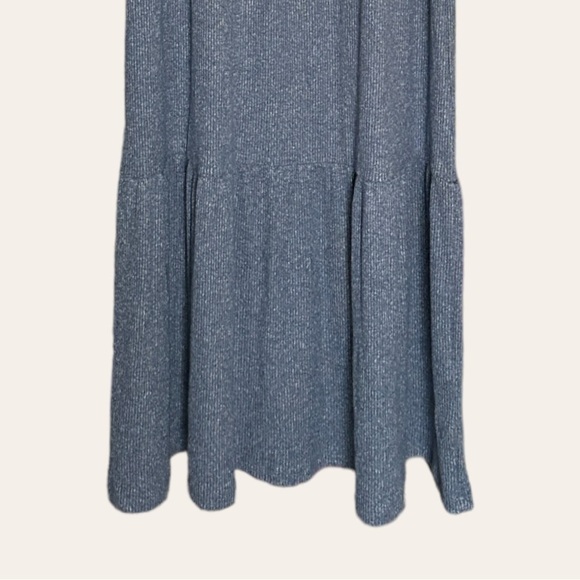 Daily Ritual Tiered Slate Blue Stretch Jersey Knit Maxi Dress Size S - Picture 6 of 9
